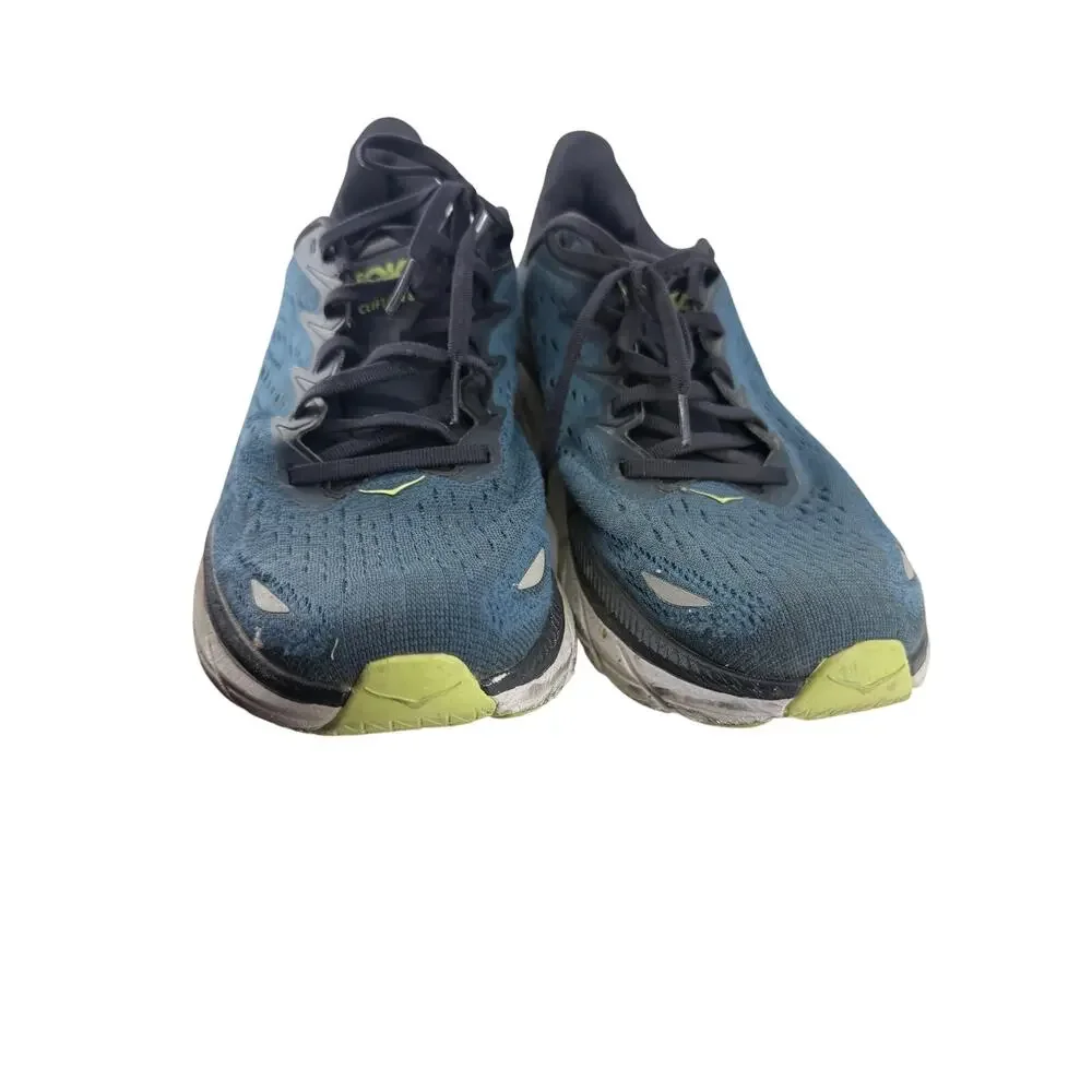 Hoka M Clifton 8 Blue Electric Green Mens 10D Running High Cushion
